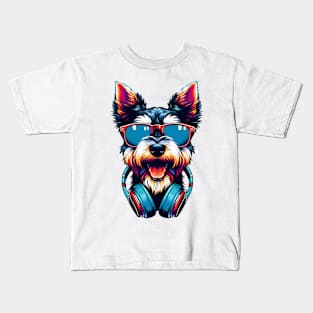 Cesky Terrier Smiling DJ: A Joyful Canine Mix Kids T-Shirt